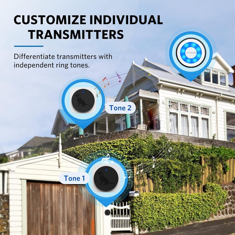 Hathever Store Dog Bells to Go Outside, Wireless Dog Doorbell Operating at 1000 Feet with Chew Resistant IP65 Waterproof Touch Button, CD Quality Sound & 4 Notification Modes - Image 3
